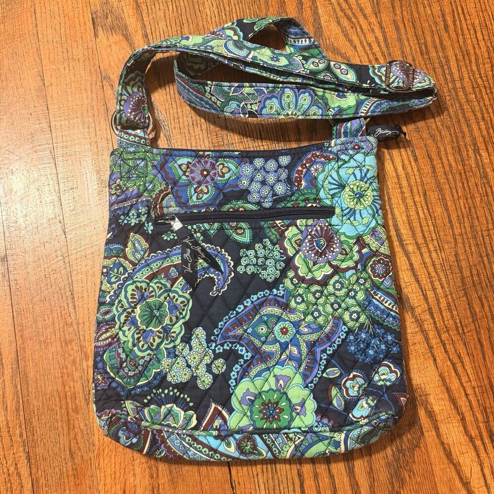 Vera Bradley Blue Rhapsody Crossbody Bag Floral Paisley Blue Green Purse